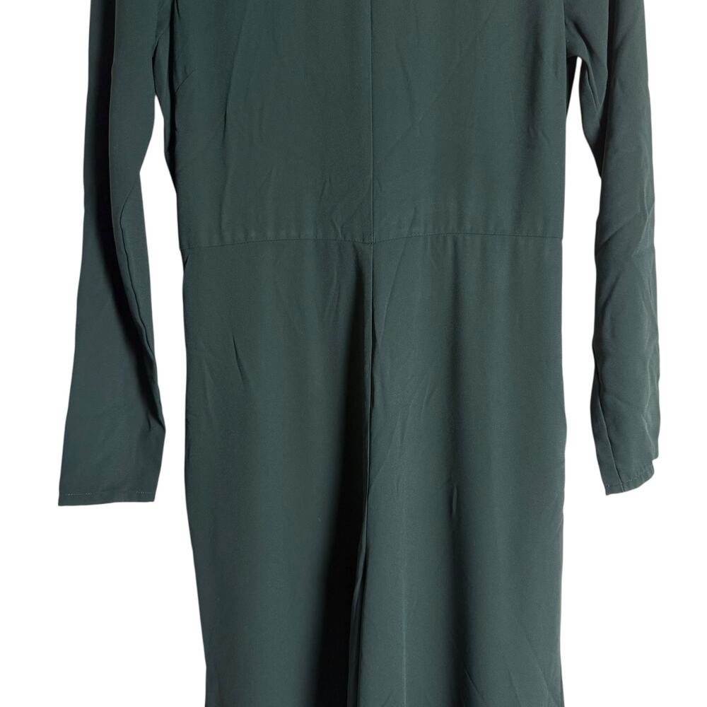 Adam Lippes Dark Green Wide Leg Long Sleeve Crepe Jumpsuit Size 4 - Picture 9 of 15